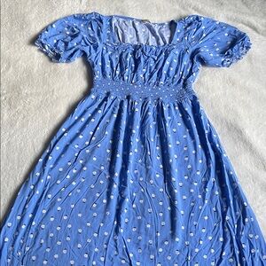 Blue Floral Midi Dress